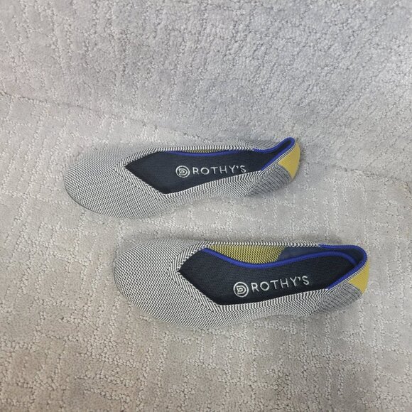 Rothy's The Flat Womens US 8 Shale Ribbon Yellow Stripe Round Toe Ballet Shoes - Picture 10 of 12